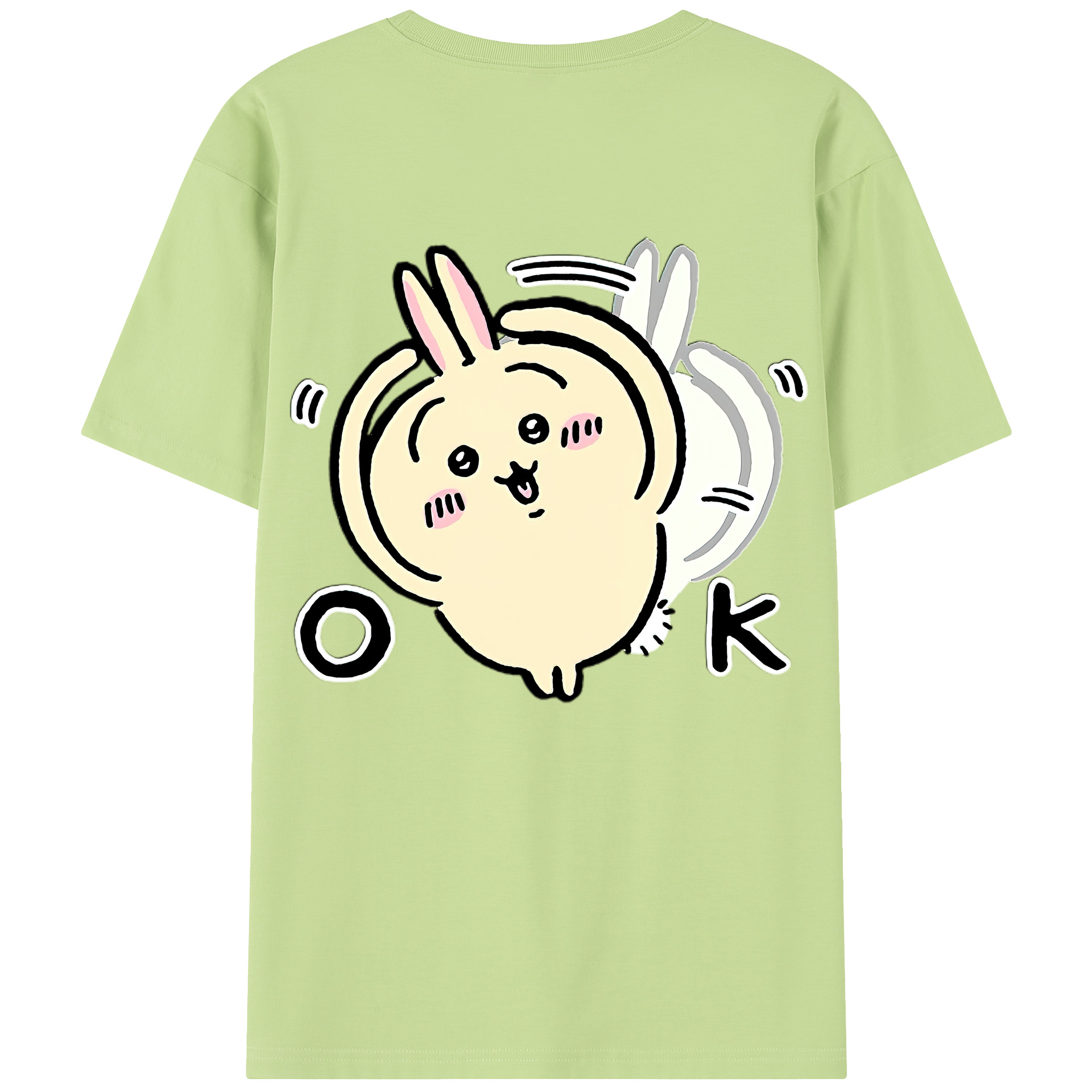（画像用） ちいかわ うさぎ Chii-kawa usagi 綿100％半袖Tシャツ（背面プリント）